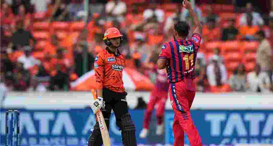 Abhishek Sharma walks off the field after getting dismissed. (Photo: AP)
