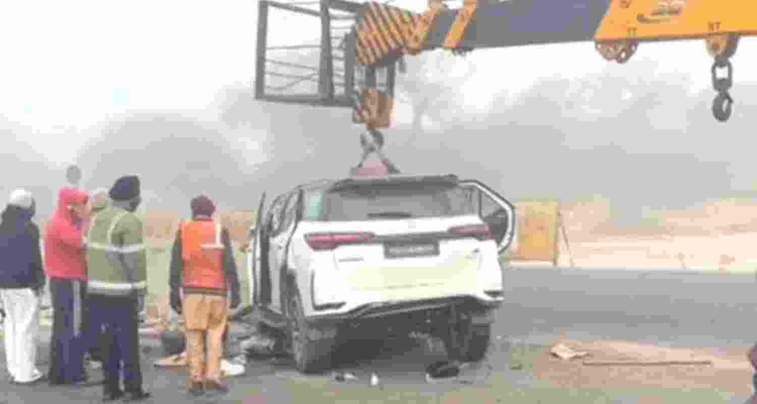 The SUV which met with an accident while on its way from Bathinda to Dabwali.