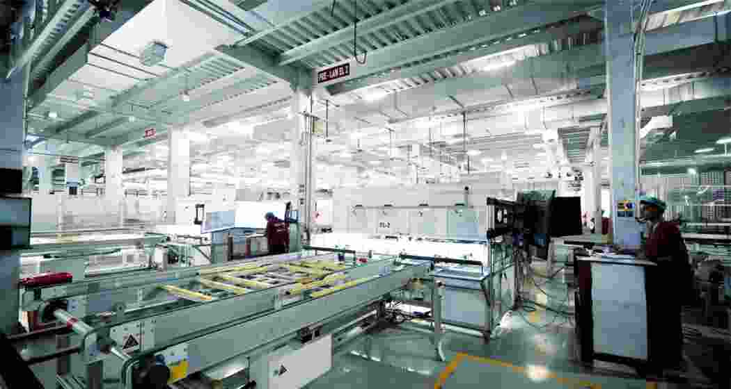 A solar module manufacturing facility of Gautam Solar.
