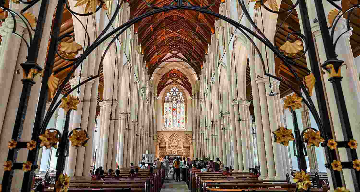 View of the newly-restored Afghan War Memorial Church, in Mumbai