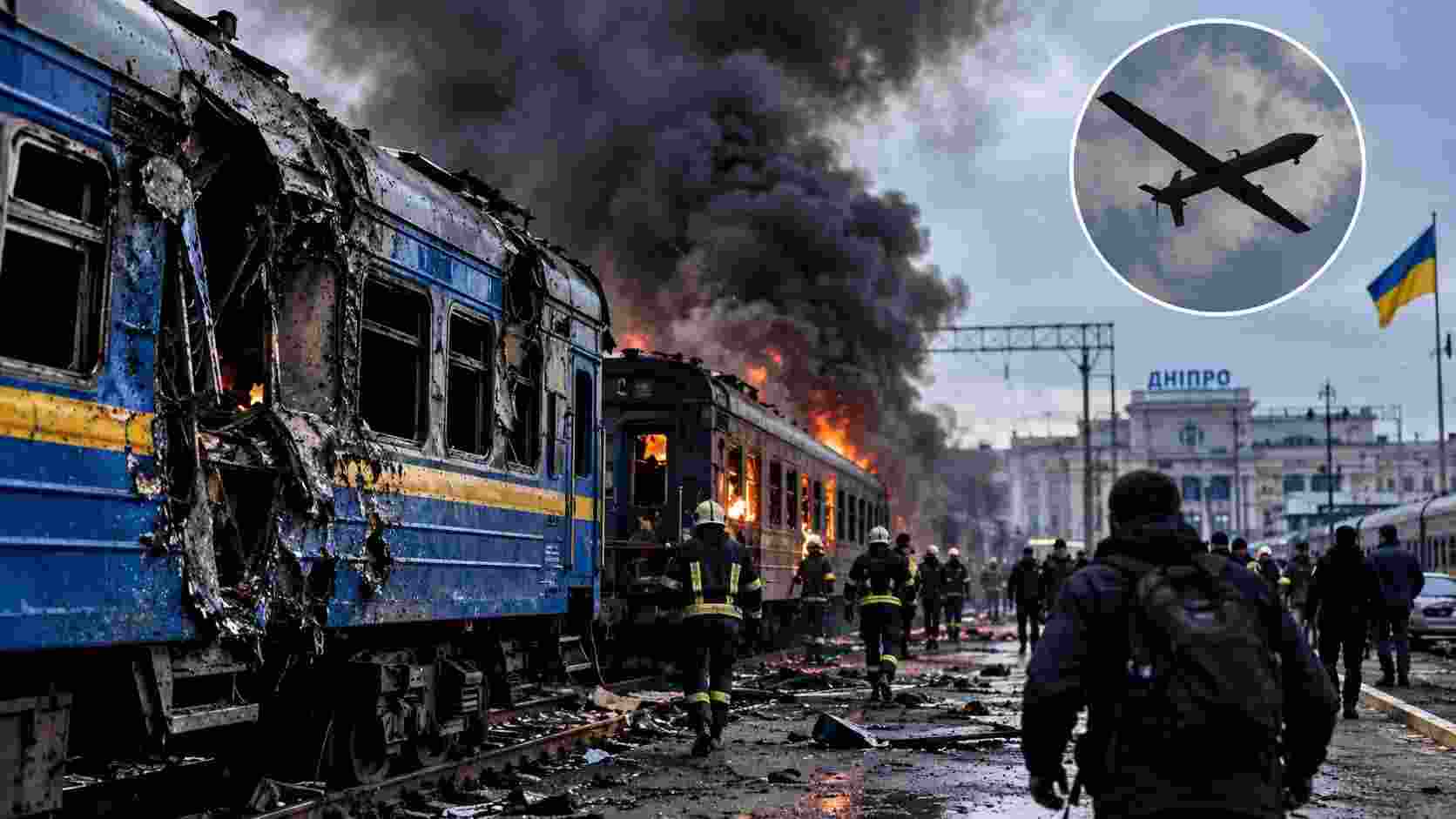 Russian Drone Attack Hits Two Trains in Ukraine