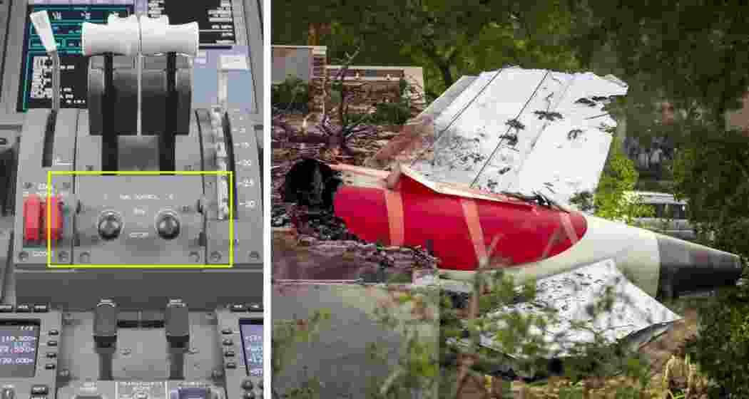 The fuel switch control panel in the cockpit of a Boeing 787 (representative image). The rear fuselage of the crashed Air India aircraft struck a hostel block near the airport. 