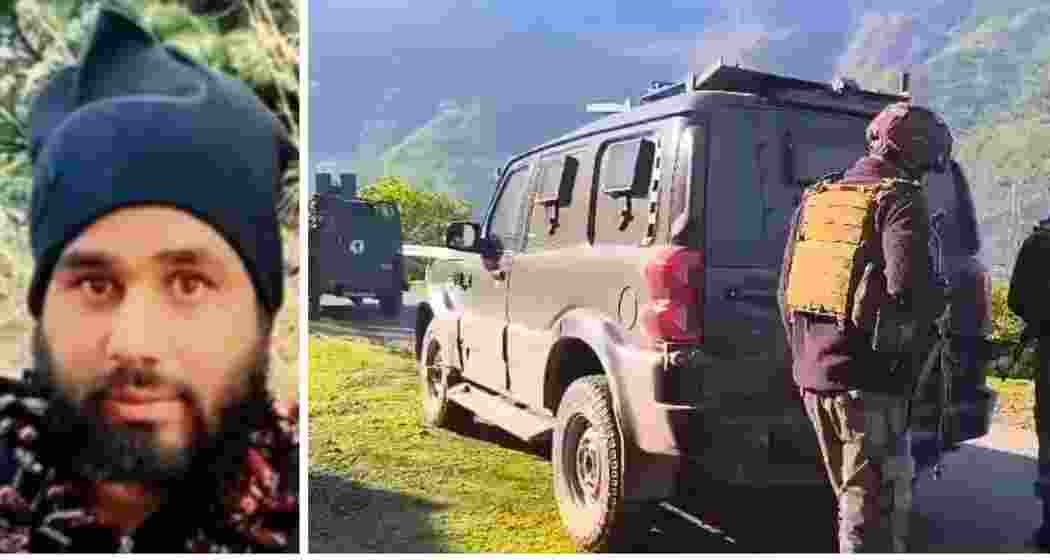 Army personnel conduct a search operation in Jammu and Kashmir's Bandipora district on Friday following a gunfight with terrorists. Top LeT commander Altaf Lalli was neutralised in the encounter (L). 