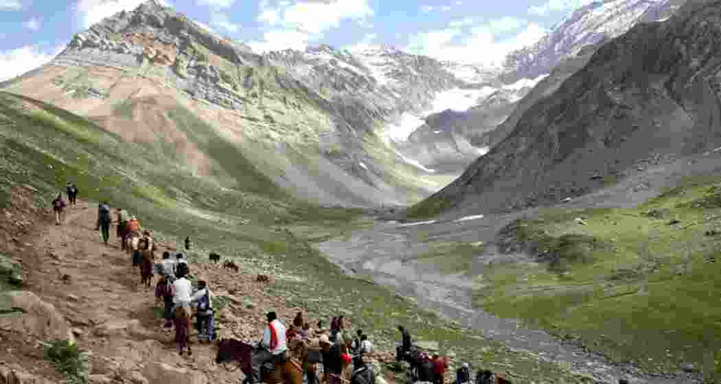 Devotees on their way to the Amarnath Cave in south Kashmir, undertaking the annual pilgrimage that draws lakhs seeking blessings of the ice Shivlinga.