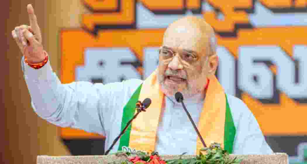 A file photo of Union Home Minister Amit Shah addressing a gathering in West Bengal. 