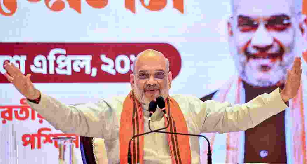  Union Home Minister Amit Shah addresses a press conference ahead of the second phase of the West Bengal Assembly elections, in Kolkata, on Friday.