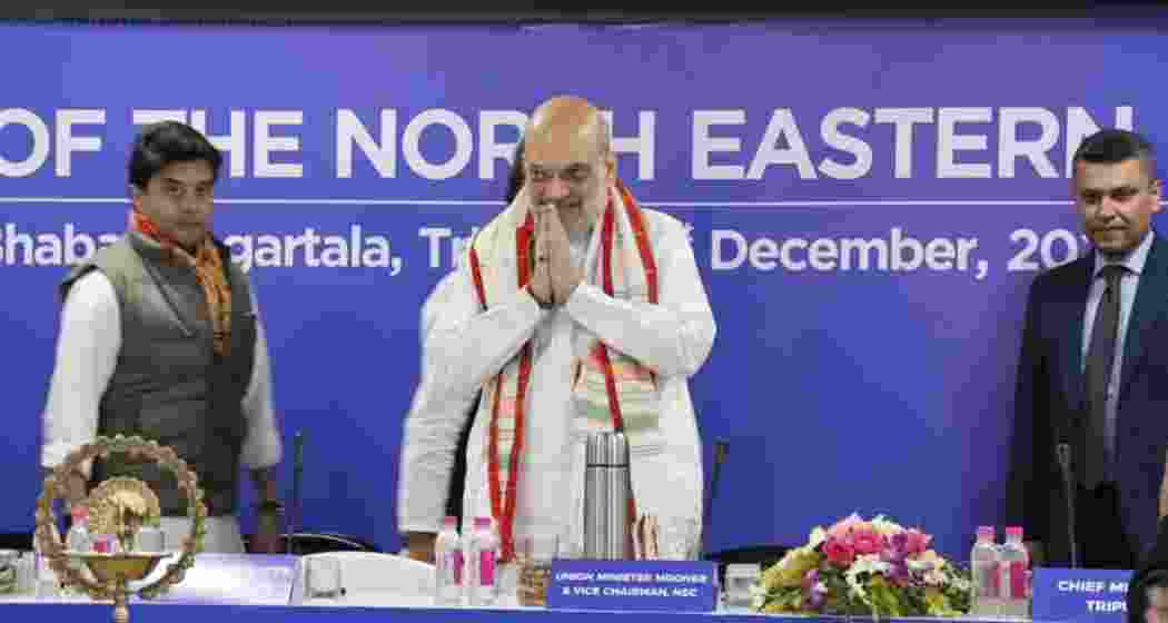 Union Home Minister Amit Shah during the NEC meet in Agartala, Tripura.
