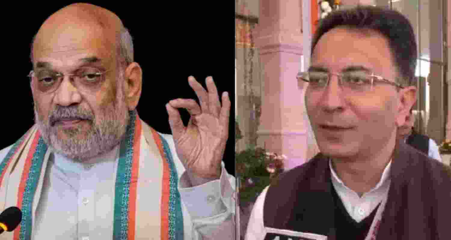 Union Home Minister Amit Shah (left) and Pilibhit MP Jitin Prasada. 