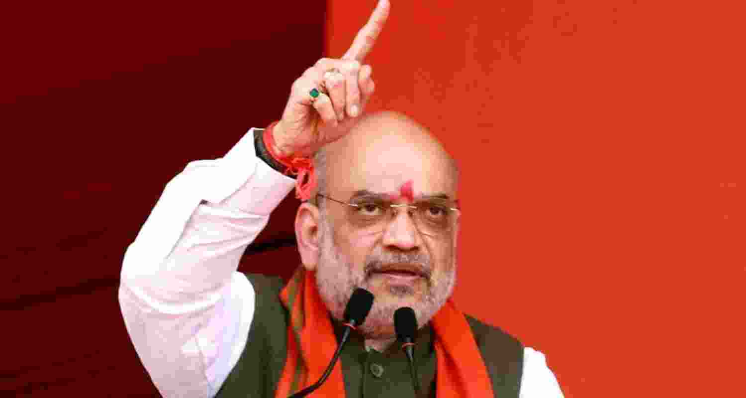 Union Home Minister Amit Shah giving a speech.