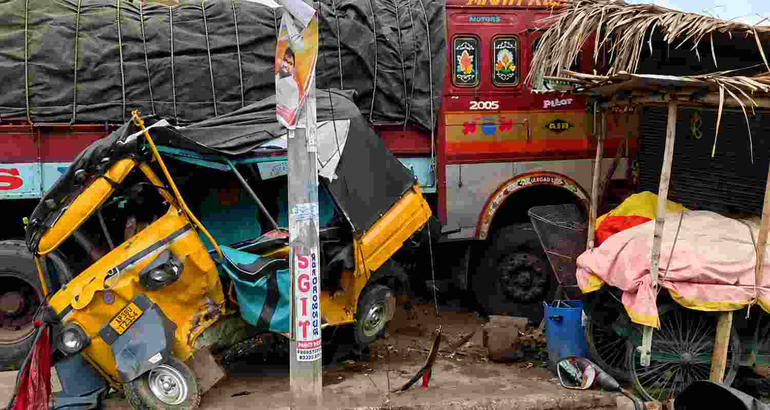 Four people were killed and several injured in a road accident in Andhra Pradesh's Markapuram. Police suspect overspeeding and have launched a probe. Four people were killed and several injured in a road accident in Andhra Pradesh's Markapuram. Police suspect overspeeding and have launched a probe.