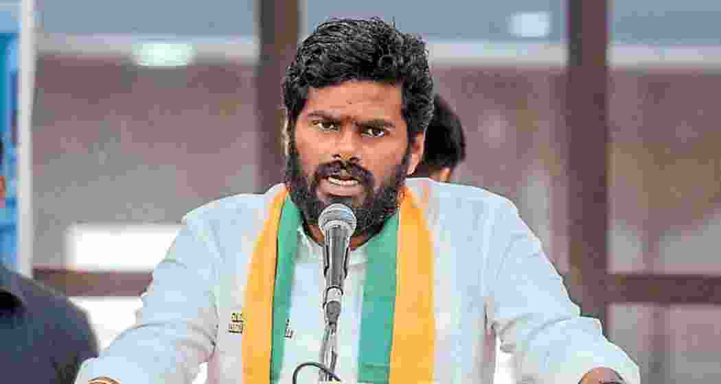 A file phot of former BJP Tamil Nadu chief K Annamalai addressing a gathering. 