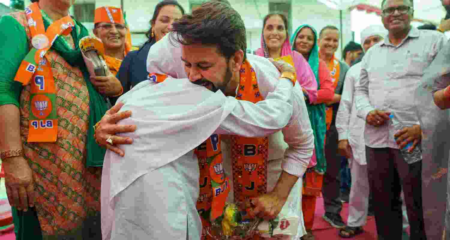 Anurag Thakur during poll campaigning. Anurag Thakur during poll campaigning.