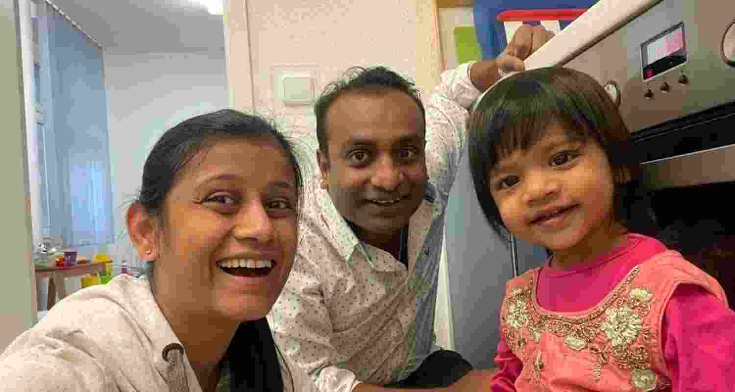 Ariha with her parents Dhara and Bhavesh Shah.
