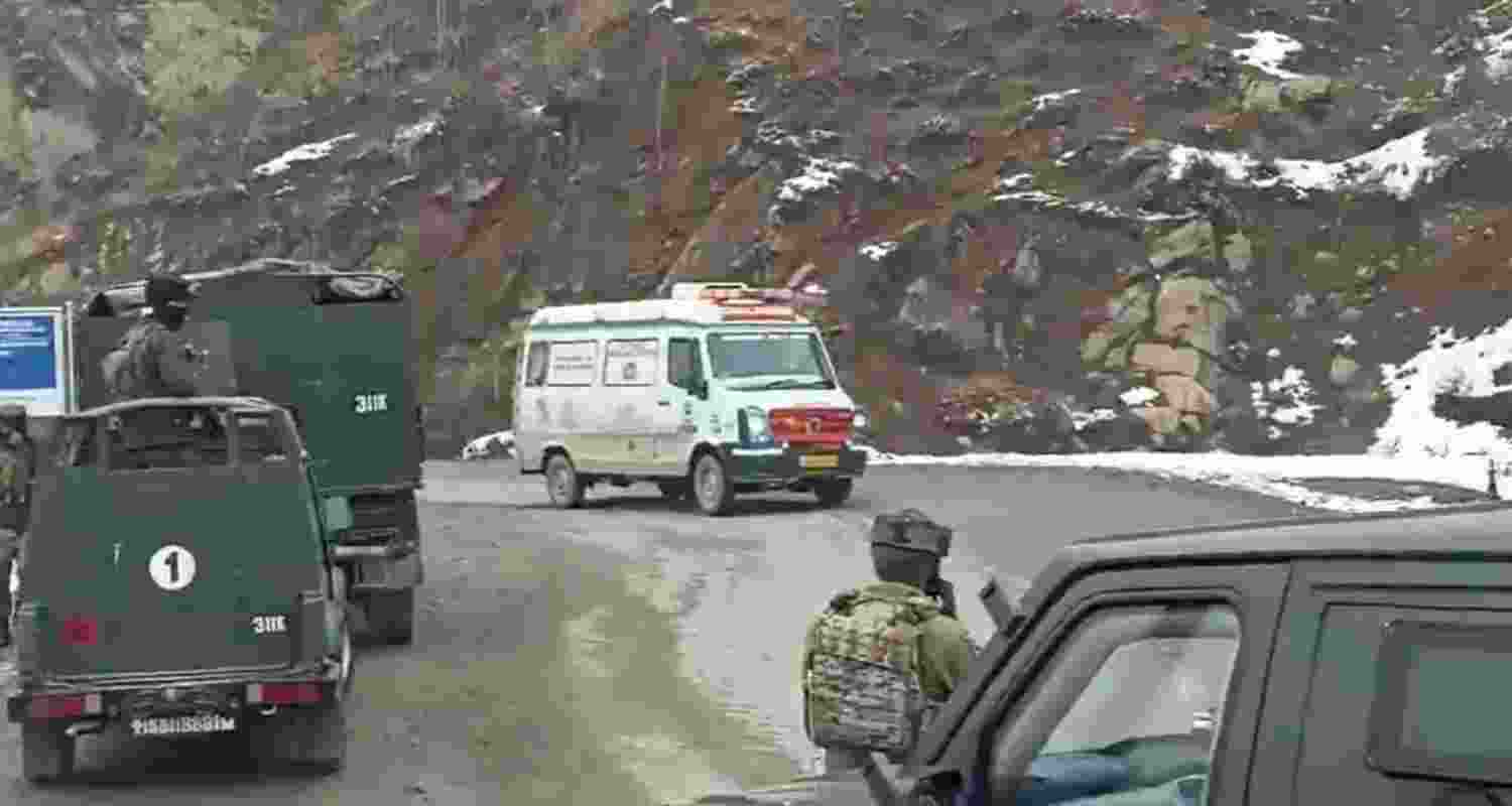Two Army personnel were killed and three injured when their vehicle fell into a gorge in Bandipora. 