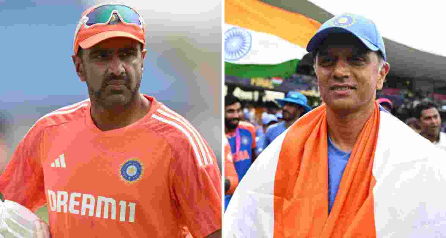 Ravichandran Ashwin and (right) Rahul Dravid.
