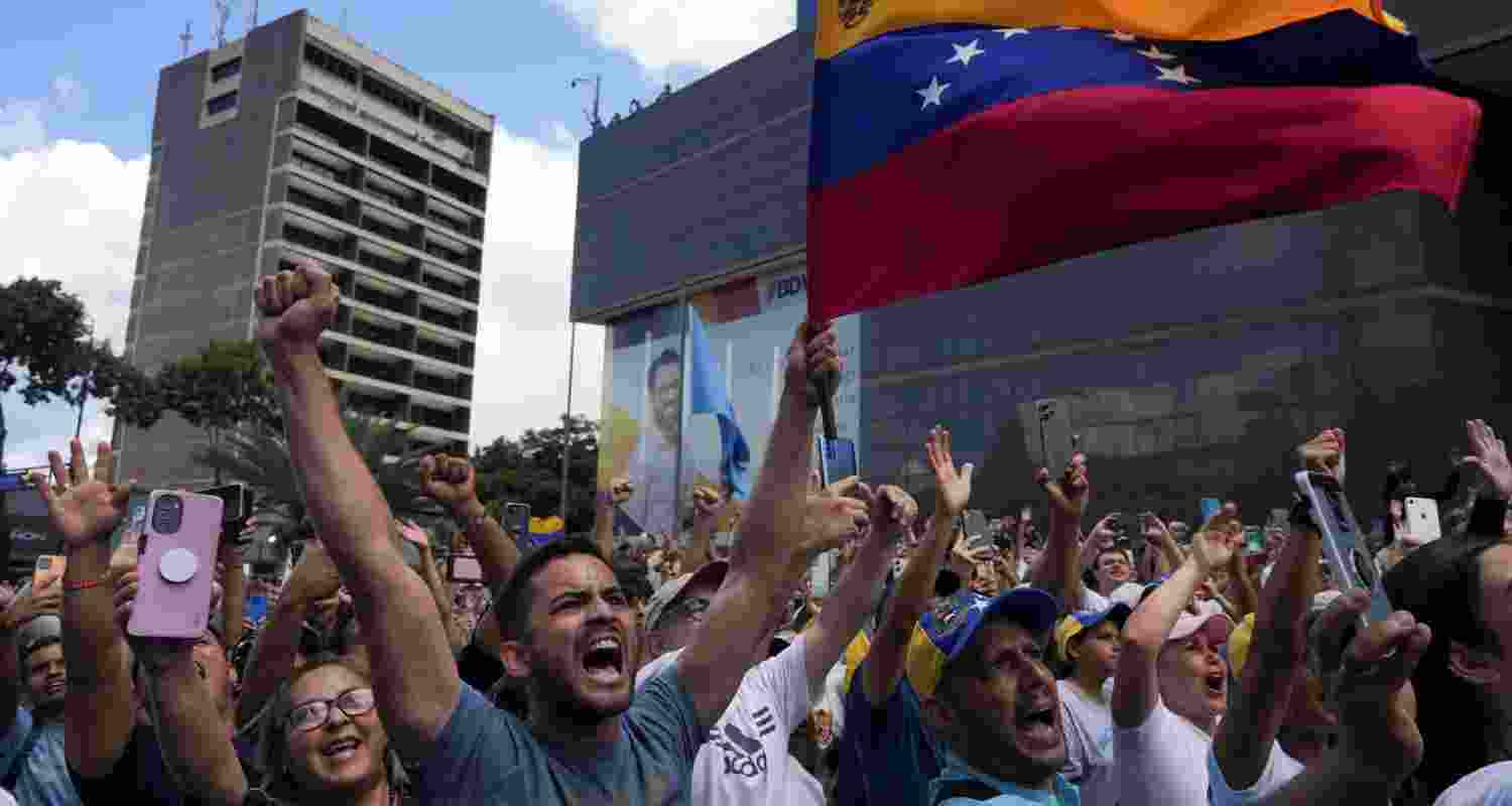  Venezuelan protesters taking out a demonstration to oppose the US action in their country.