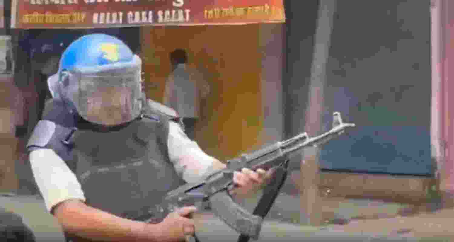 The suspended constable, Abhishek Patel, as seen in the viral video.