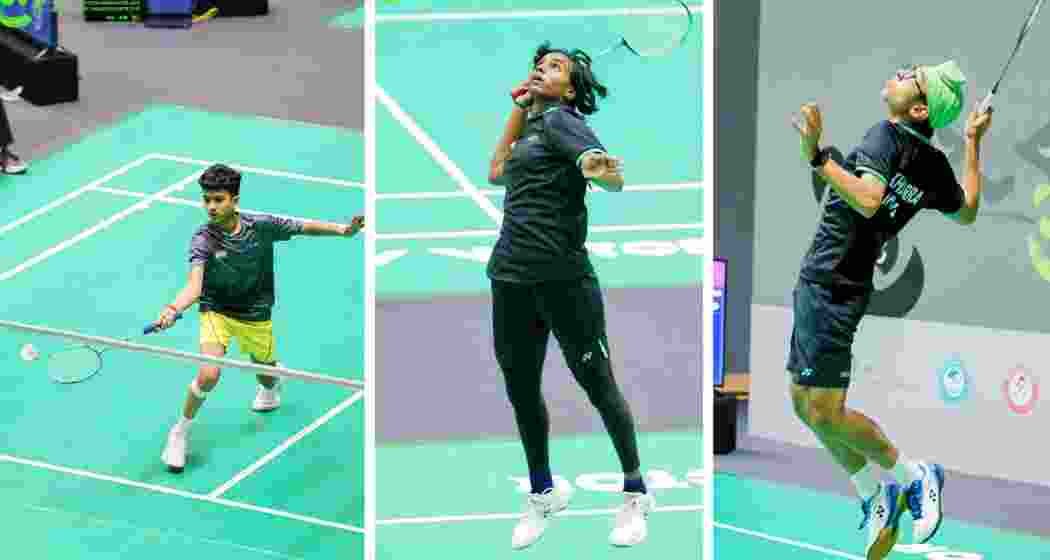 Indian shuttlers in action during the Badminton Asia U-17 and U-15 Championships in Chengdu, China.