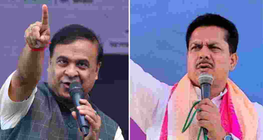 Assam CM Himanta Biswa Sarma (L), and  former Congress state chief Bhupen Borah (R).