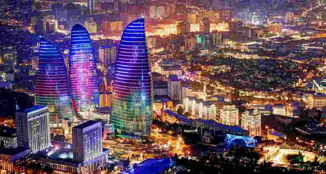 Aerial view of Azerbaijan's capital city, Baku.