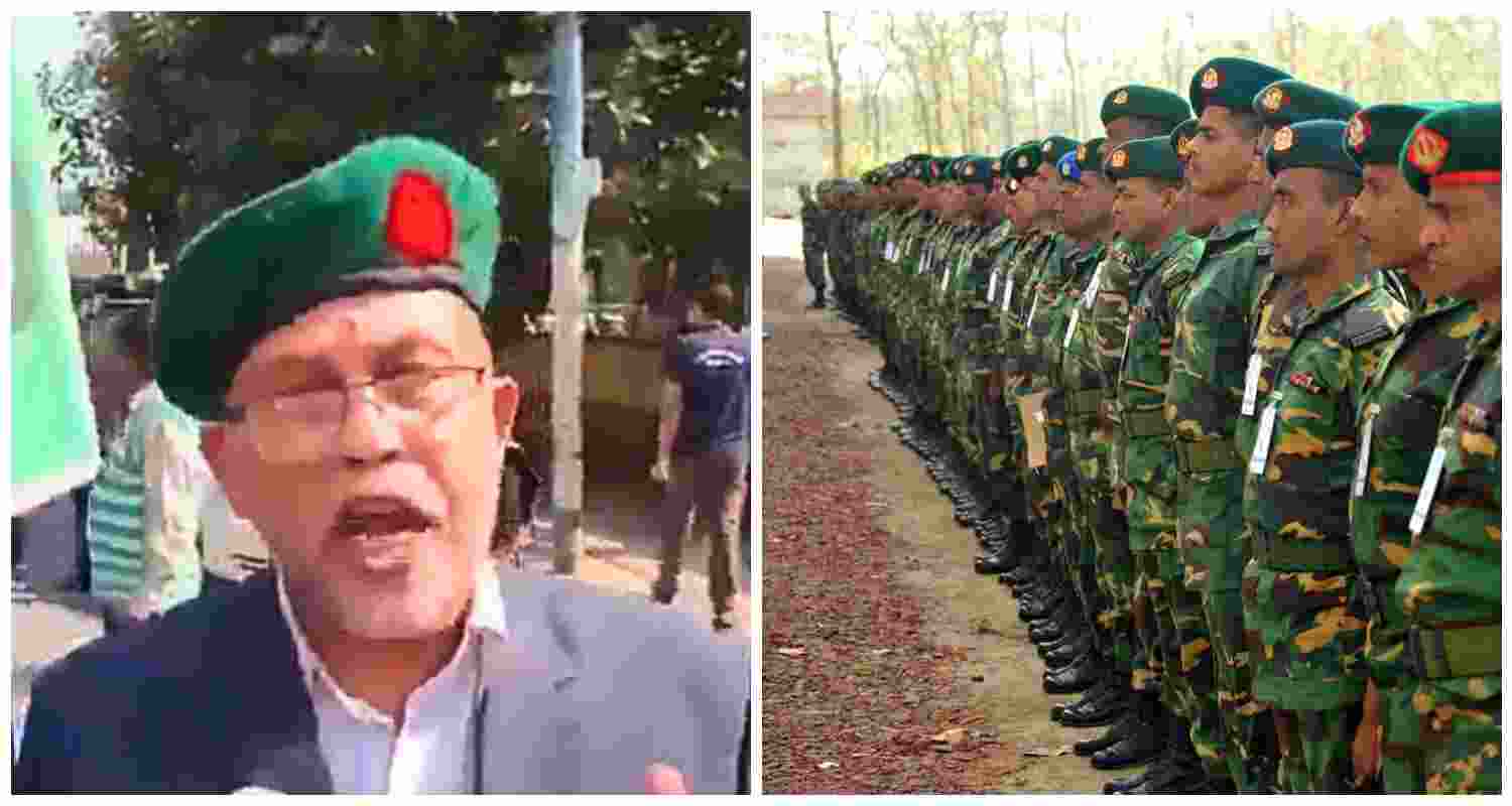 Videos of retired Bangladeshi soldiers (one in the photo on left) issuing provocative anti-India statements, including threats to capture Kolkata and Assam, have sparked concern amidst strained bilateral relations.