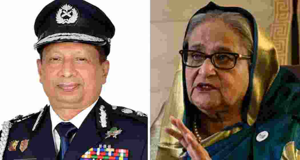 Former IGP Chowdhury Abdullah Al-Mamun (L), who admitted guilt in the July massacre trial, and former Prime Minister Sheikh Hasina (R), one of the accused in the case.