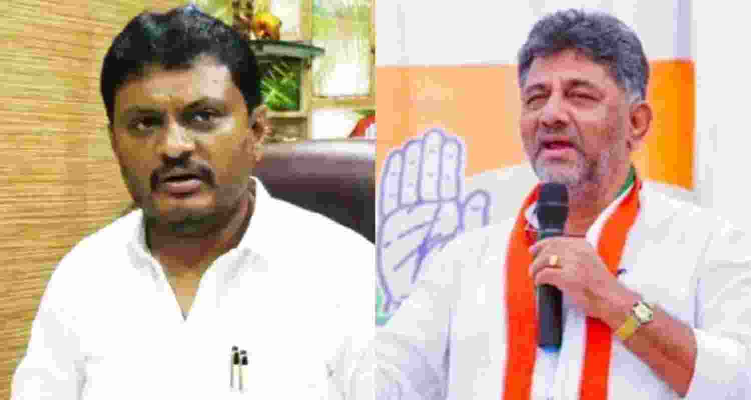 Channagiri MLA Basavaraju V Shivaganga and Karnataka Deputy Chief Minister DK Shivakumar. 