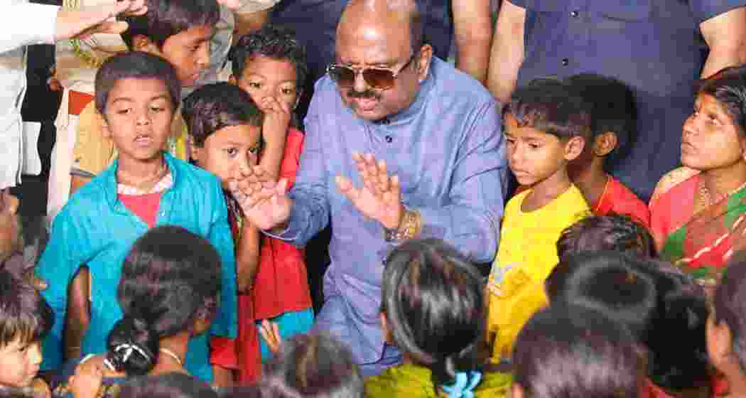 West Bengal Governor C V Ananda Bose interacts with displaced families in Malda on Friday before heading to violence-hit Shamsherganj and other affected parts of Murshidabad to review the situation on Saturday.