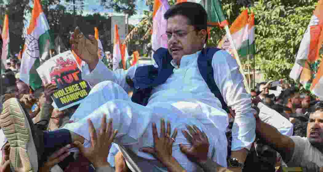 Assam Congress President Bhupen Borah during the party's 'Raj Bhavan Chalo' protest, as part of its nationwide demonstration over several issues including indictment of industrialist Gautam Adani by a US court in a bribery case and the Manipur issue, in Guwahati onWednesday, Dec. 18, 2024. File photo.