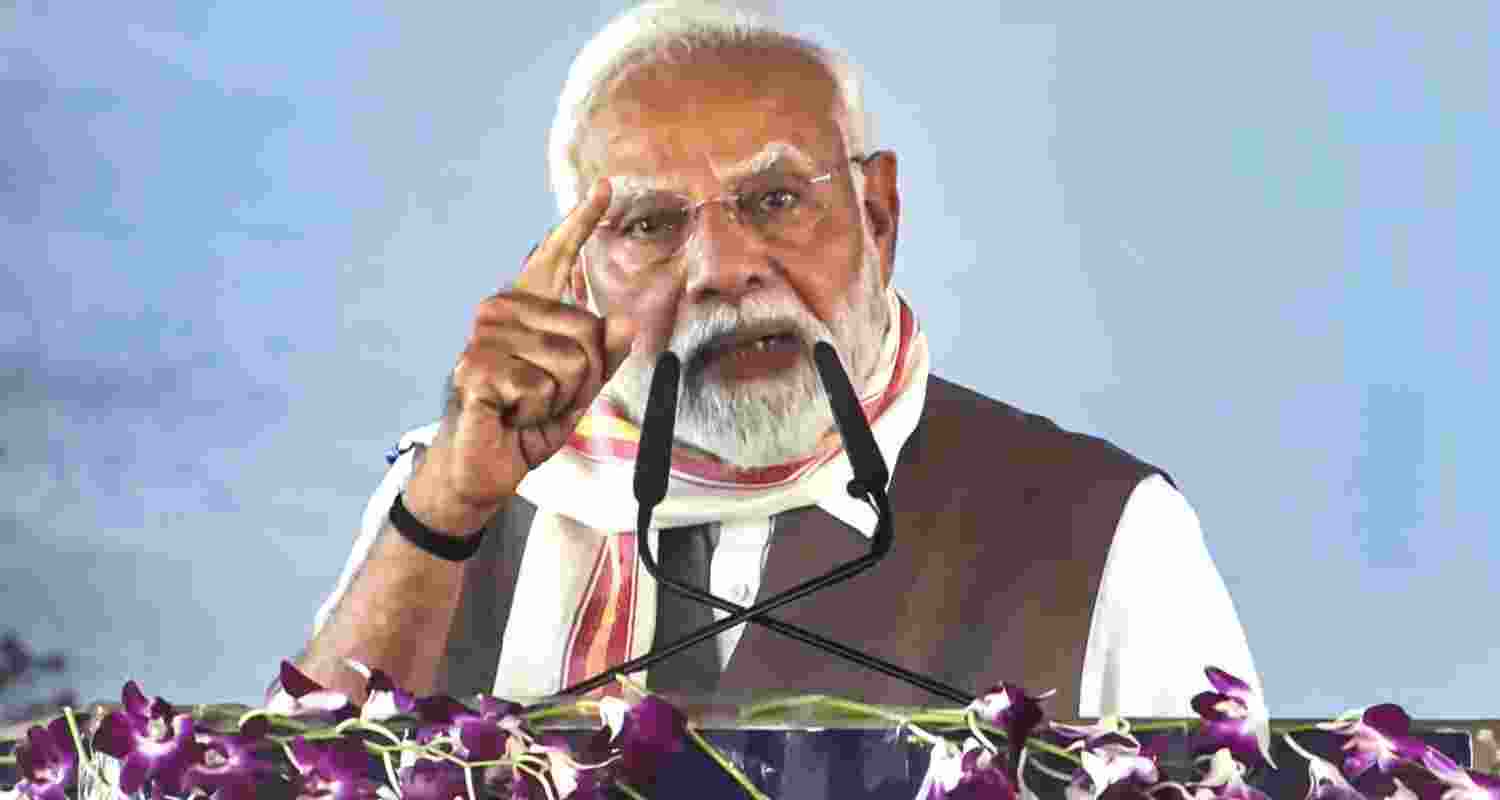 Prime Minister Narendra Modi addresses a public meeting, in Rohtas district, Bihar. 