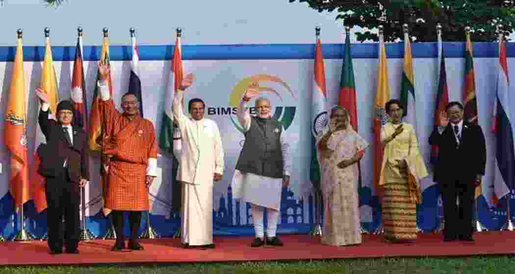 Leaders from South Asian and Southeast Asian nations at the 5th BIMSTEC Summit held in Sri Lanka on 30 March 2022. BIMSTEC comprises seven member states, fostering regional cooperation across multiple sectors.