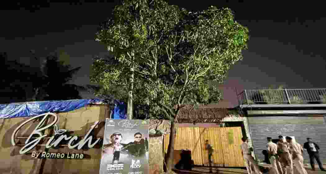 Policemen outside Birch by Romeo Lane nightclub at Arpora in North Goa, on December 07, 2025.