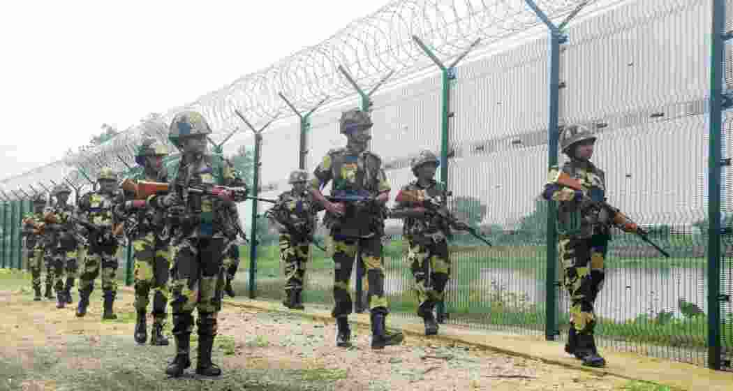 Border Security Force (BSF) personnel keep vigil at the India-Bangladesh border. (PTI)