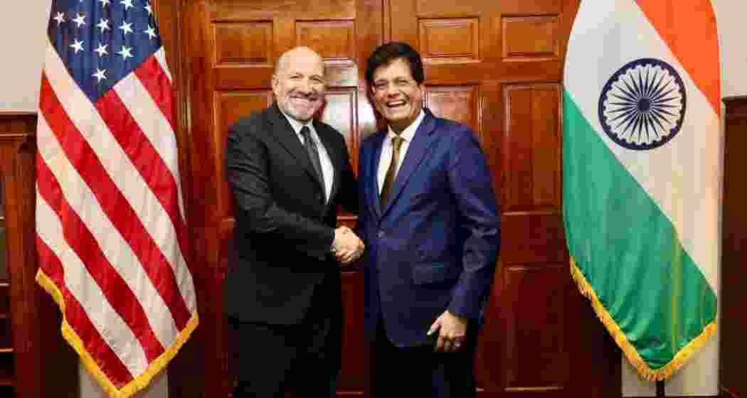 Commerce Minister Piyush Goyal with US Commerce Secretary Howard Lutnick. 