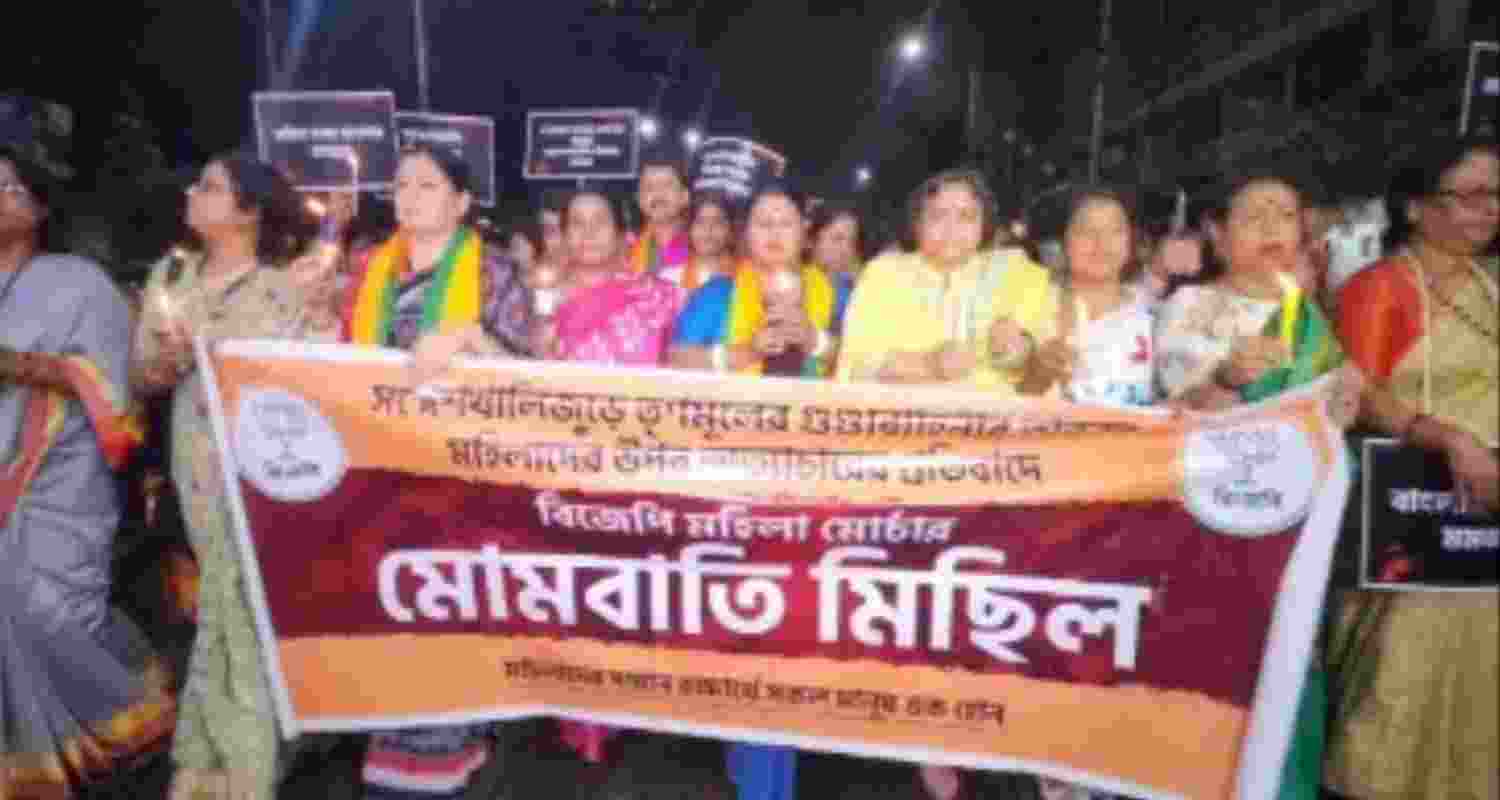 BJP Mahila Morcha organises candle march.
