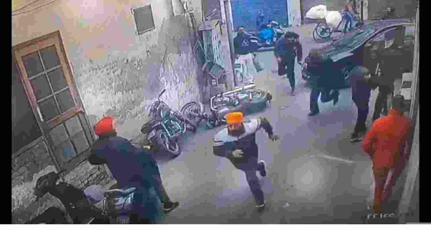 A CCTV footage of the jeweller being chased by armed assailants in Amritsar on Friday. 