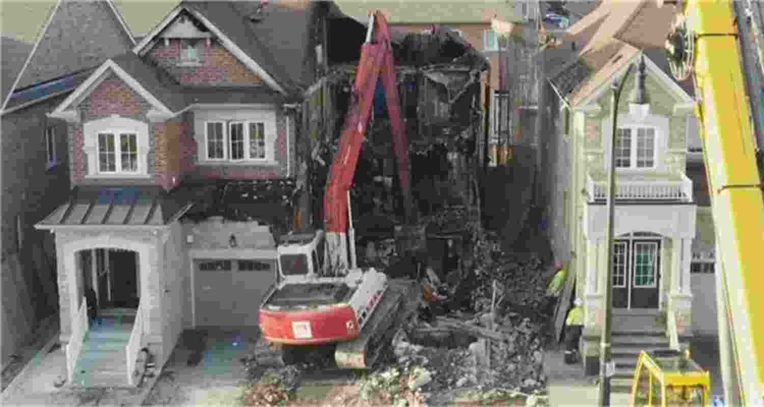 The house in Brampton which caught fire, leading to the death of five members of a joint family.