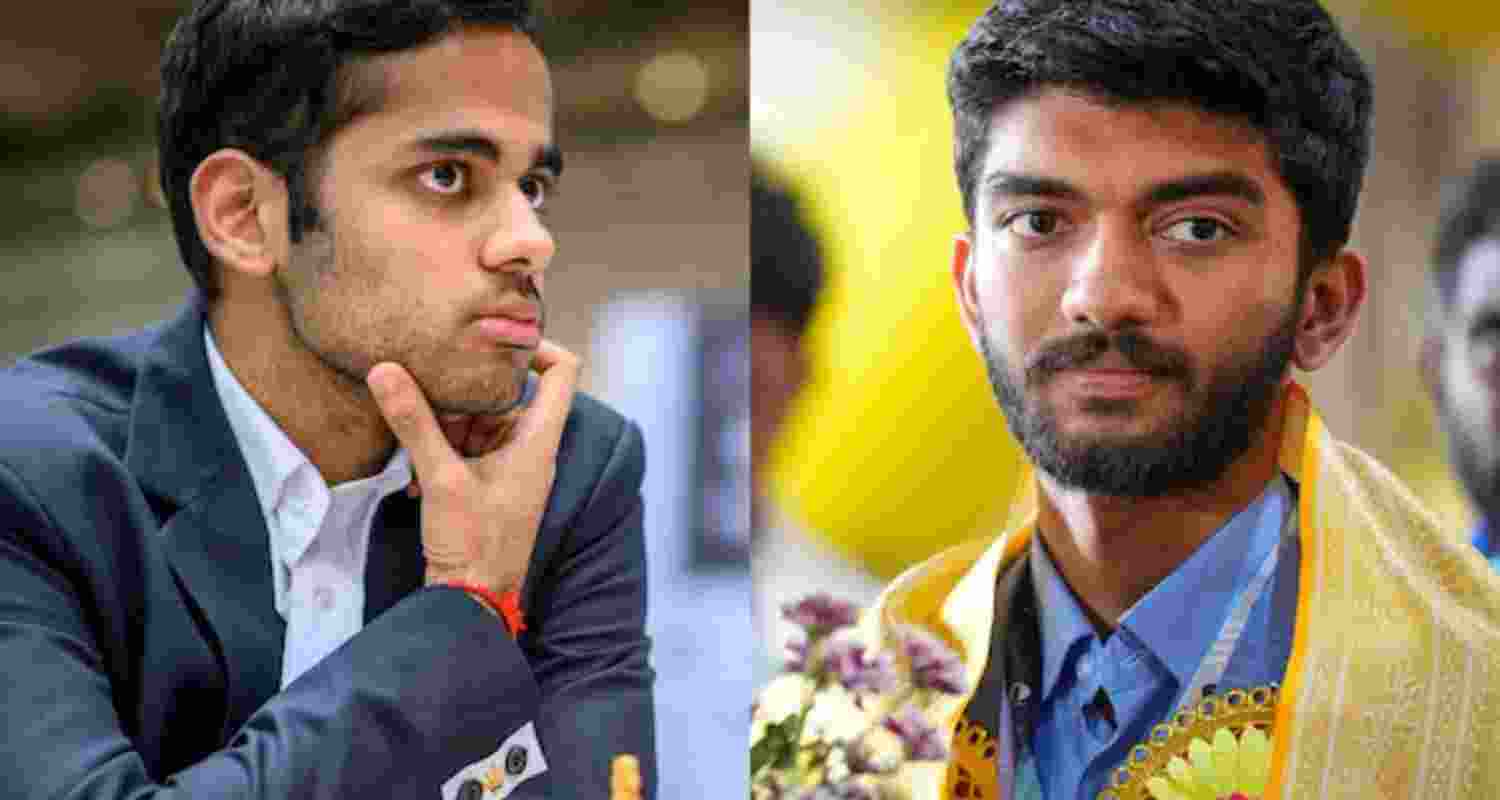 Arjun Erigaisi (left) and D Gukesh.