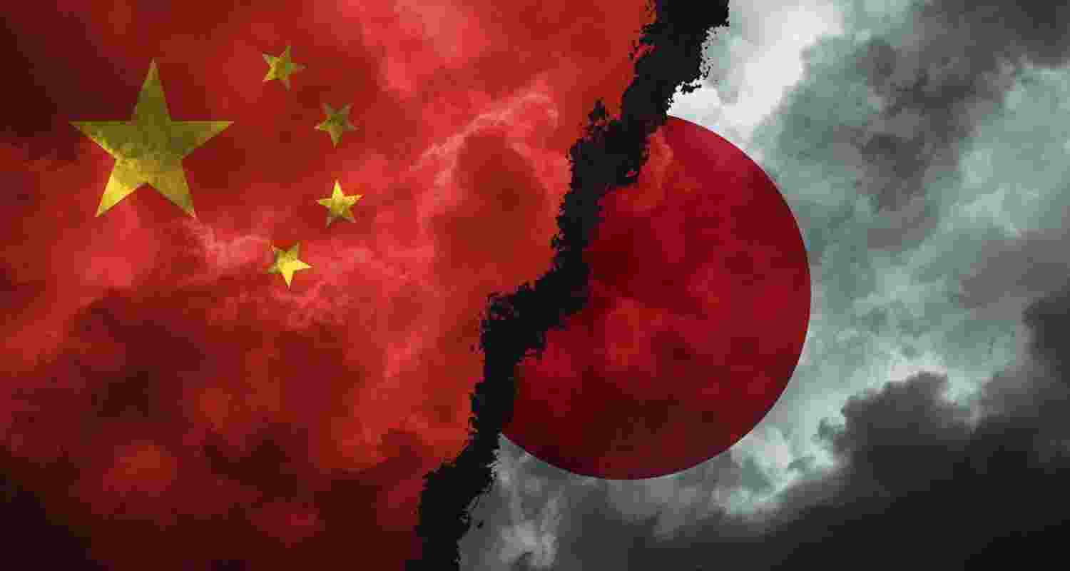 Flags of China and Japan. 