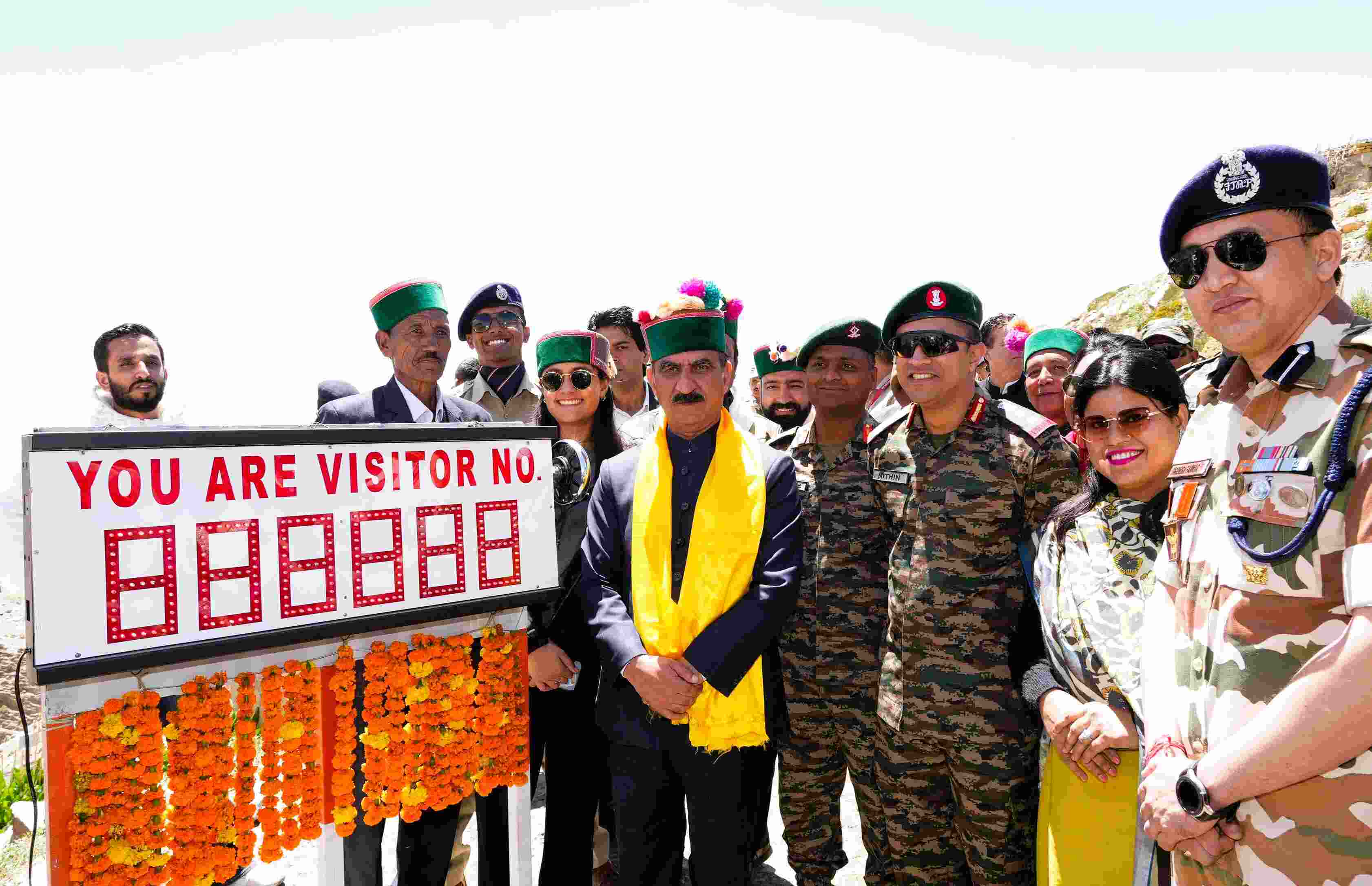 Himachal Pradesh CM Sukhvinder Singh Sukhu at the Shipki La pass on Monday