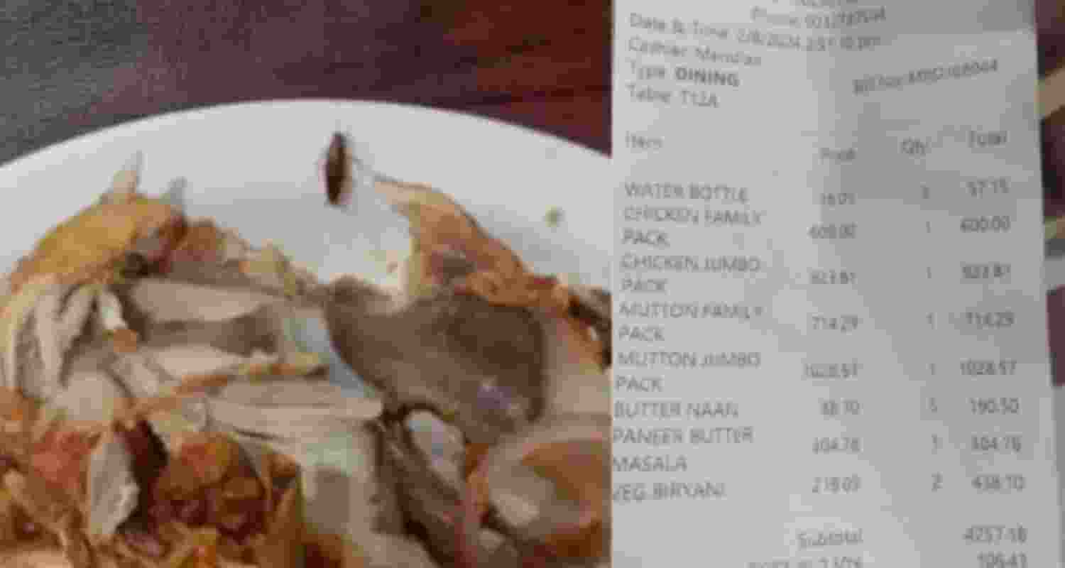Cockroach in chicken biryani at Hyderabad eatery