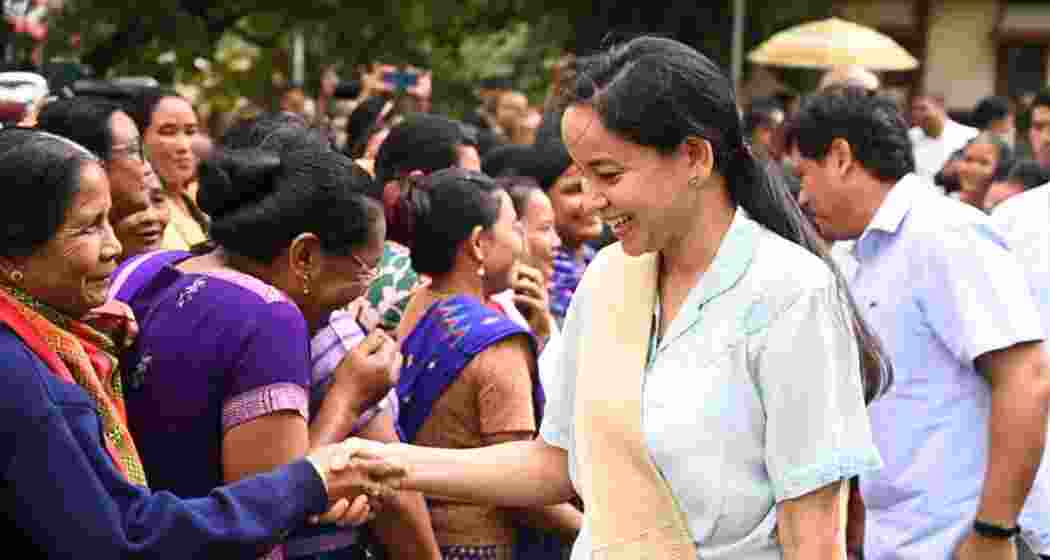 Dr. Mehtab Chandee A. Sangma, wife of Meghalaya Chief Minister Conrad K. Sangma meeting supporters during the election.