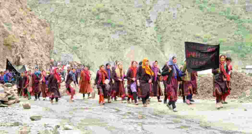 Protestors in Pasighat during a recent demonstration. (File photo)