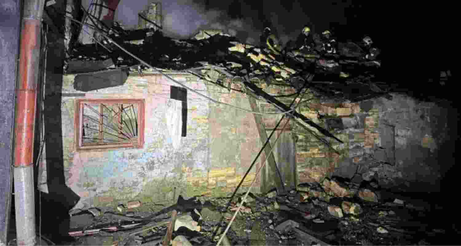  A residential building hit by a Russian drone in Odesa.