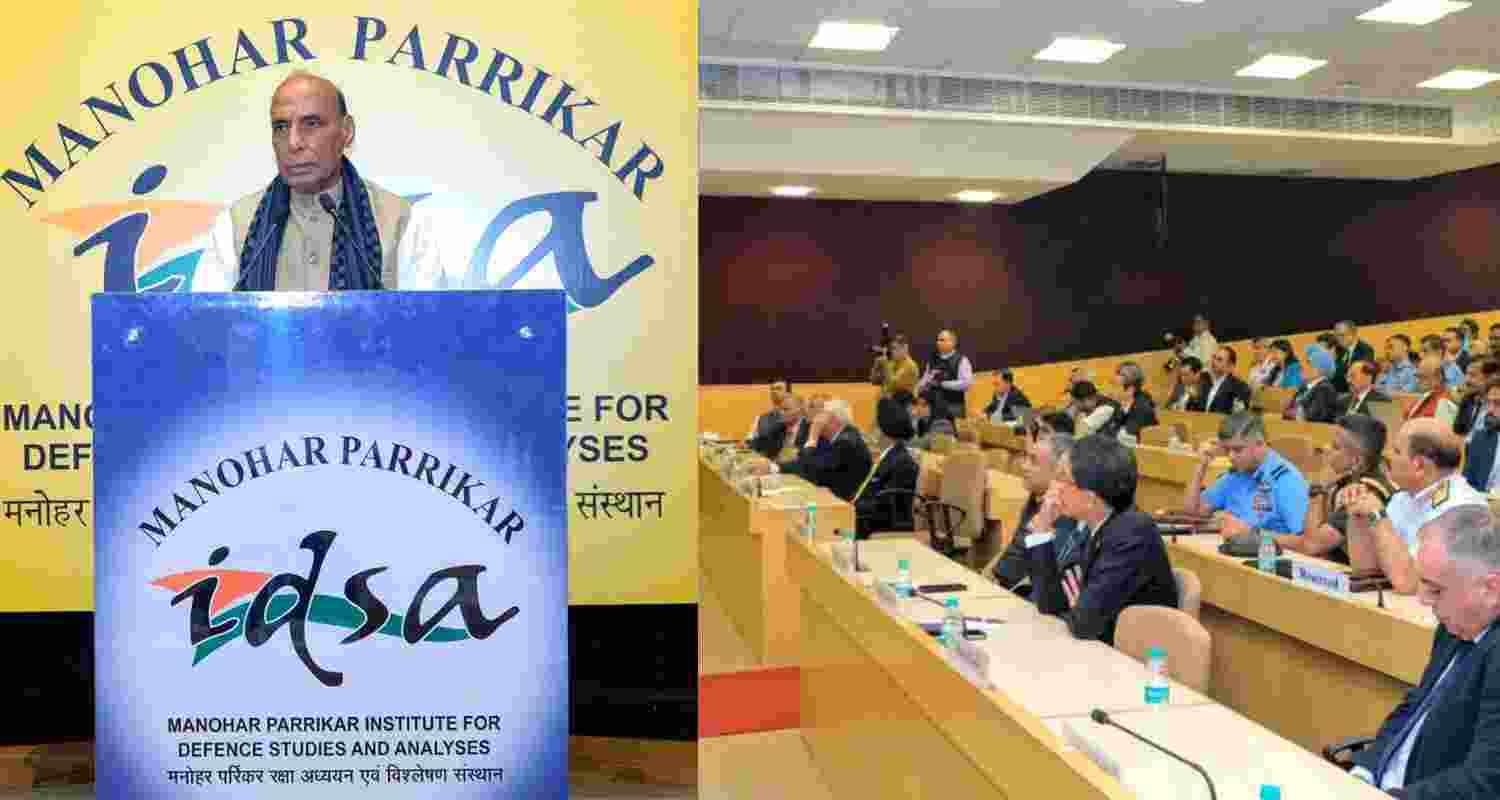 Rajnath Singh at the Delhi Defence Dialogue. 