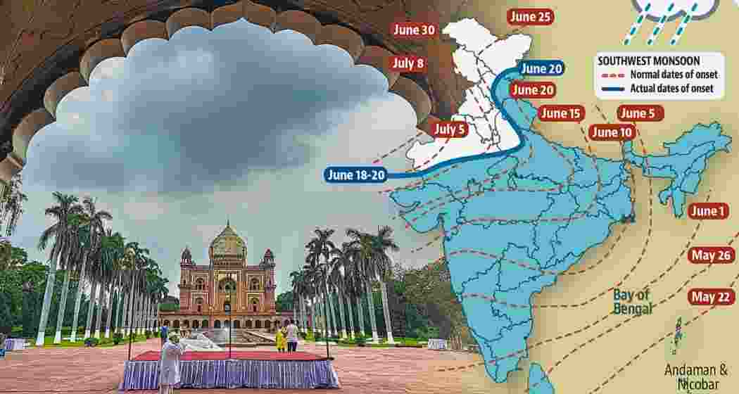 The IMD has issued alerts for Delhi NCR, forecasting heavy rain and thunderstorms, as the city braces for its earliest monsoon onset since 2013, possibly by June 24.





