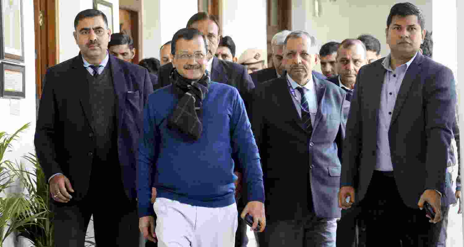 Delhi Chief Minister Arvind Kejriwal arrives at the Vidhan Sabha, in New Delhi. 