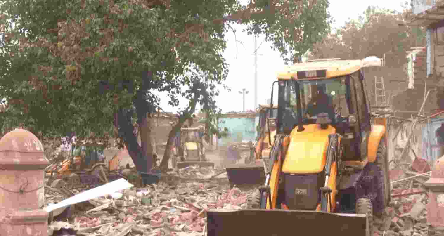 Demolition drive underway at Madrasi Camp in Jangpura. Demolition drive underway at Madrasi Camp in Jangpura.
