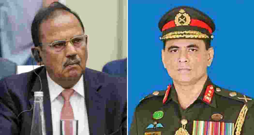 National Security Advisor Ajit Doval (L) and Bangladesh DGFI chief Major General Jahangir Alam.