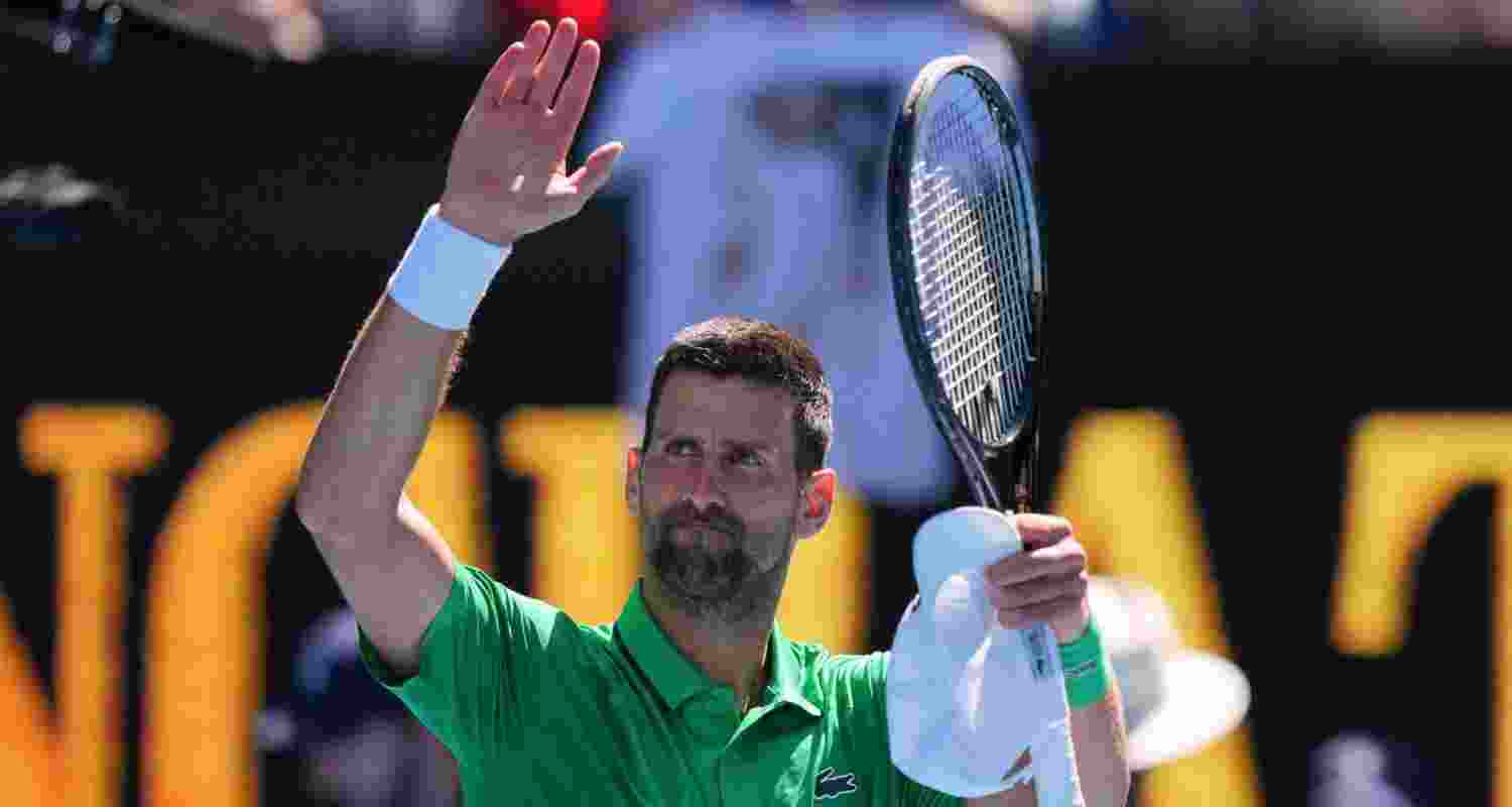 Novak Djokovic acknowledging the applause after winning his second round match at the Australian Open.